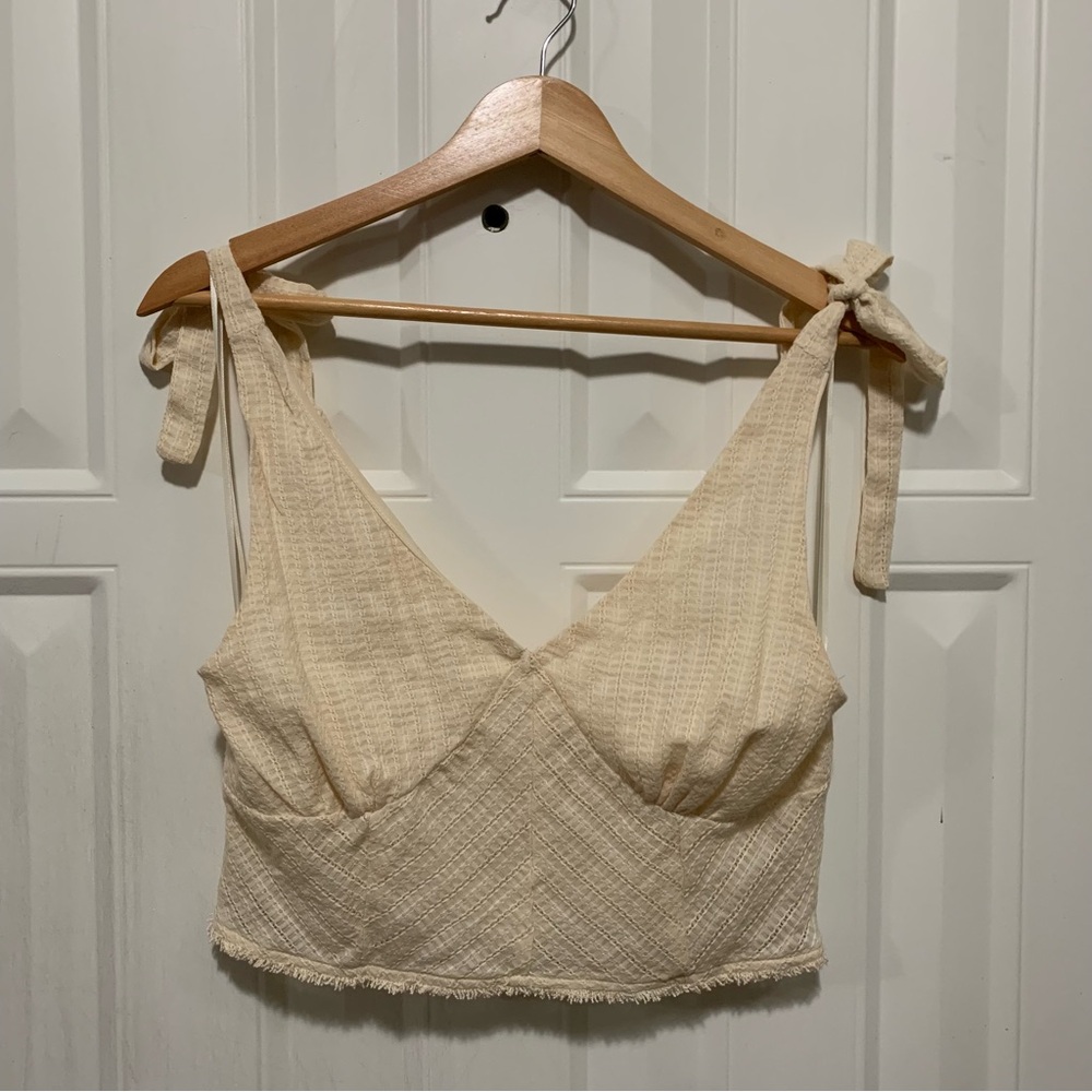 URBAN Romantics Beige Textured Crop Top